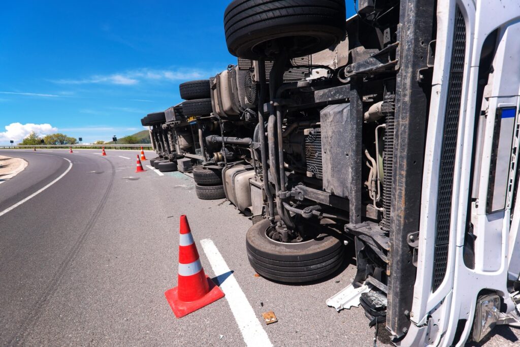 law firm for truck accidents, overturned truck